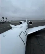 Aircraft wing and engine polished on tarmac
